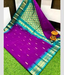 purple and brown colour gadwal cotton sarees with kanchi border design