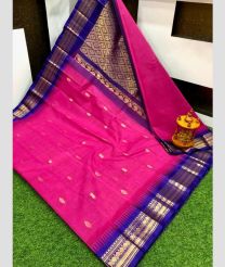 magenta colour gadwal cotton sarees with kanchi border design