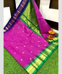 purple colour gadwal cotton sarees with kanchi border design