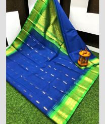 blue colour gadwal cotton sarees with kanchi border design