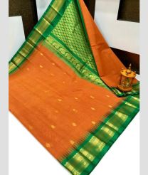 brown colour gadwal cotton sarees with kanchi border design