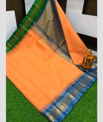 coral colour gadwal cotton sarees with kanchi border design