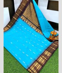 blue colour gadwal cotton sarees with kanchi border design