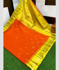 orange colour gadwal cotton sarees with kanchi border design