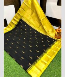charcoal colour gadwal cotton sarees with kanchi border design