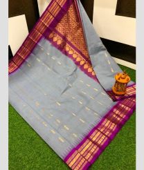 light blue colour gadwal cotton sarees with kanchi border design