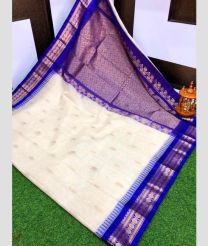white colour gadwal cotton sarees with kanchi border design