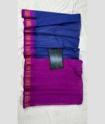blue and purple colour gadwal cotton sarees with Plain design