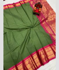 green colour gadwal cotton sarees with All over Checks design