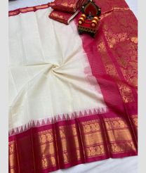 white colour gadwal cotton sarees with All over Checks design