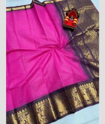 magenta colour gadwal cotton sarees with All over Checks design