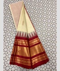 cream colour gadwal cotton sarees with Plain design