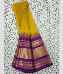 olive colour gadwal cotton sarees with Plain design