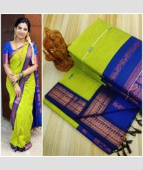 olive green colour gadwal cotton sarees with All over Buttas design
