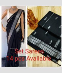 block colour gadwal cotton sarees with All over Buttas design