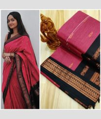 magenta red colour gadwal cotton sarees with All over Buttas design