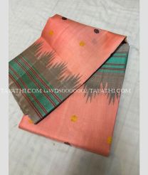 Pink Orange and Grey gadwal pattu dupattas with Kuttu Border design - GWDS0000002