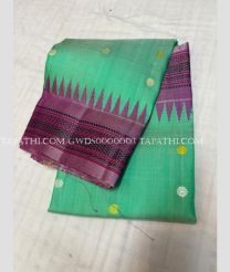 Aquamarine and Dull Purple gadwal pattu dupattas with Kuttu Border design - GWDS0000003