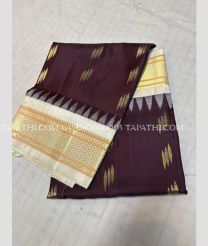 Dark Chocolate and Cream gadwal pattu dupattas with Kuttu Border design - GWDS0000005