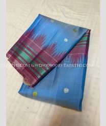Blue and Magenta gadwal pattu dupattas with Kuttu Border design - GWDS0000010