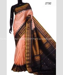 peach and Dark chocolate gadwal pattu sarees with temple Kuttu border design - GDWP0005752