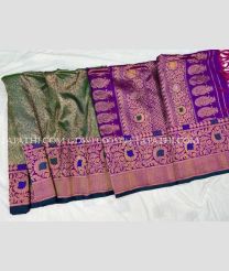 Grey and Purple gadwal pattu sarees with All over Brocade design - GDWP0005792