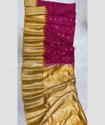 Deep Pink and Golden gadwal pattu sarees with kanchi Kuttu border design - GDWP0005851