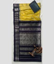 Golden Yellow and Black gadwal pattu sarees with All over Checks design