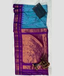 Blue and Magenta gadwal pattu sarees with All over Checks design