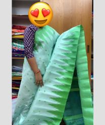 Aquamarine and Lite Green gadwal pattu sarees with temple Kuttu border design