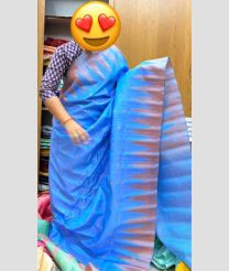 Blue and Brown gadwal pattu sarees with temple Kuttu border design