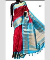 Red and Blue Turquoise gadwal pattu sarees with Temple Border design