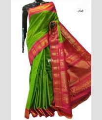 Parrot Green and Dust Pink gadwal pattu sarees with Temple Border design