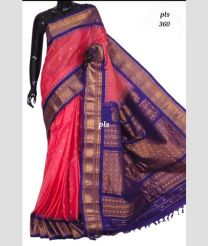Pink and Purple Blue gadwal pattu sarees with Temple Border design