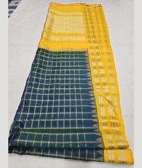 Deep Sea Blue and Yellow gadwal pattu sarees with All over Checks design