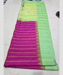 Magenta and Fern Green gadwal pattu sarees with All over Checks design