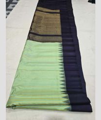 Fern Green and Black gadwal pattu sarees with All over Checks design