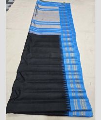 Black and Blue gadwal pattu sarees with All over Checks design