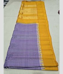 Purple Blue and Yellow gadwal pattu sarees with All over Checks design