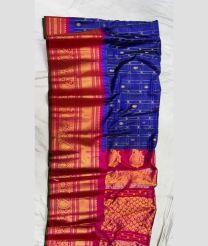Navy Blue and Pink gadwal pattu sarees with Jari Border design