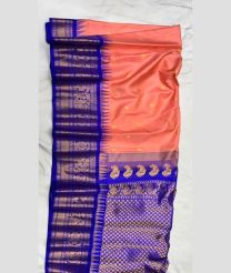 Peach and Royal Blue gadwal pattu sarees with Jari Border design
