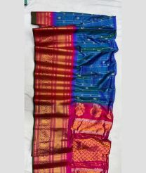 Blue and Pink gadwal pattu sarees with Jari Border design