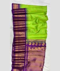 Parrot Green and Purple gadwal pattu sarees with Jari Border design