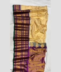 Cream and Purple gadwal pattu sarees with Jari Border design