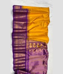Yellow and Purple gadwal pattu sarees with Jari Border design