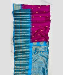 Magenta and Blue gadwal pattu sarees with Jari Border design