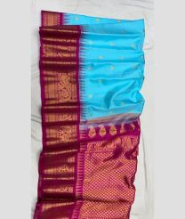 Sky Blue and Deep Pink gadwal pattu sarees with Jari Border design