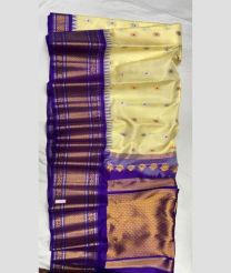 Cream and Royal Blue gadwal pattu sarees with Jari Border design