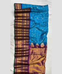Blue and Deep Magenta gadwal pattu sarees with Jari Border design