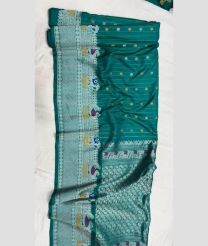 Teal and Silver gadwal pattu sarees with turning border design